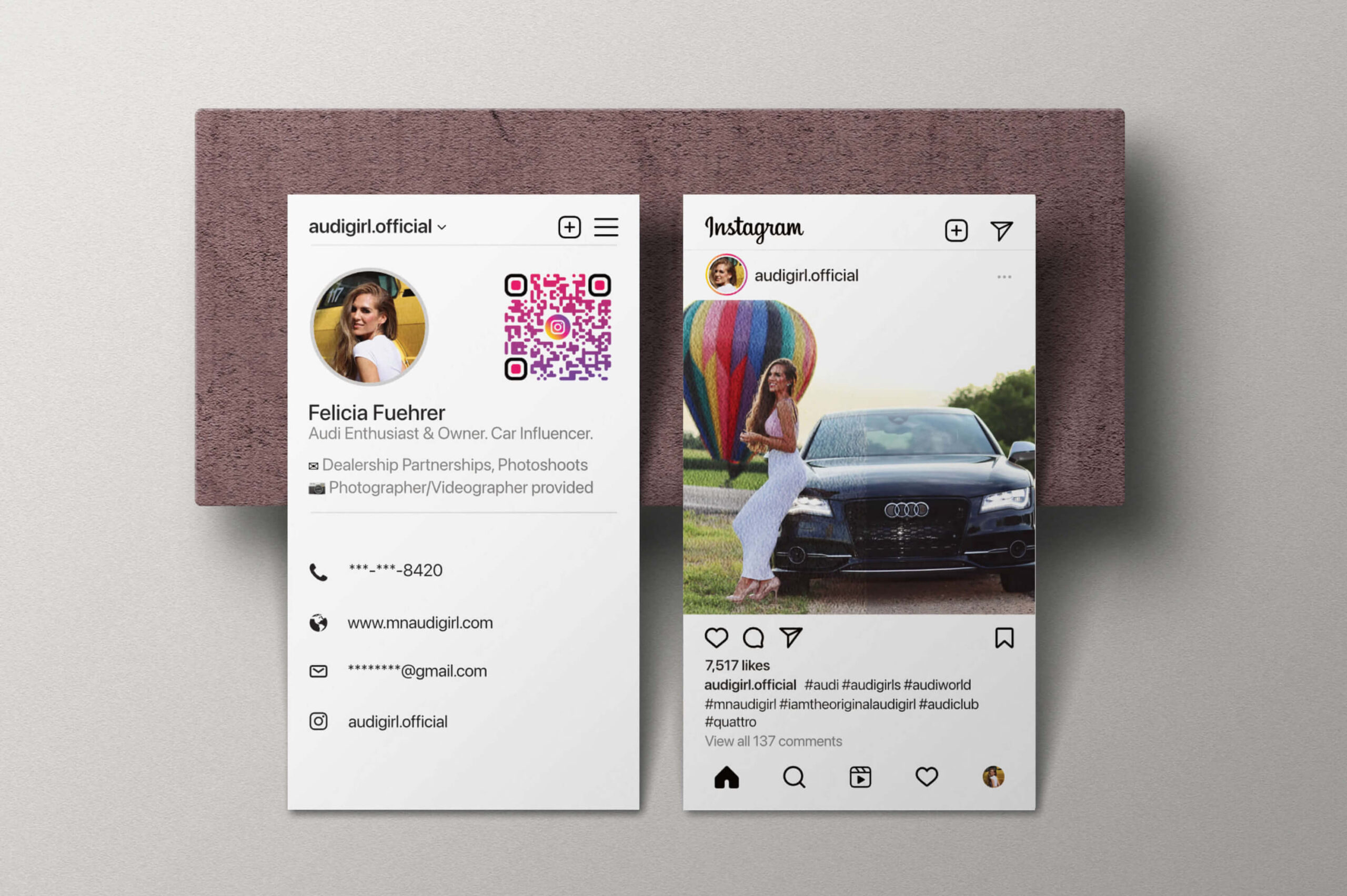 Instagram inspired business card header image in the hero section