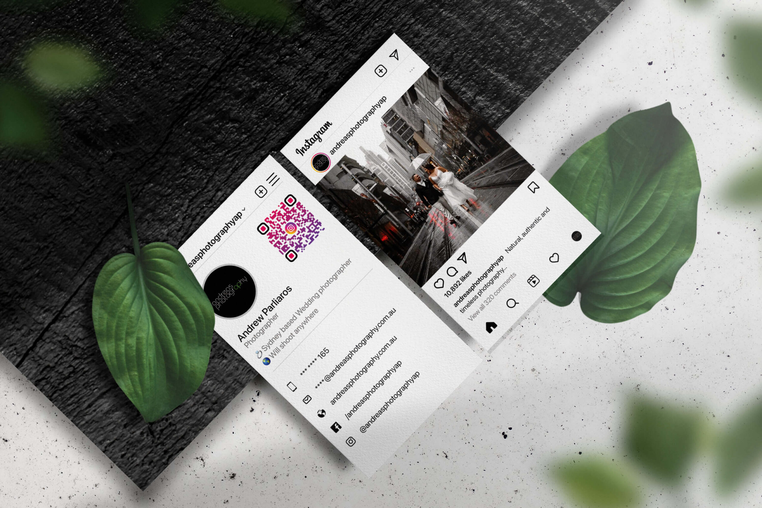 Andrew Parliaros instagram business card