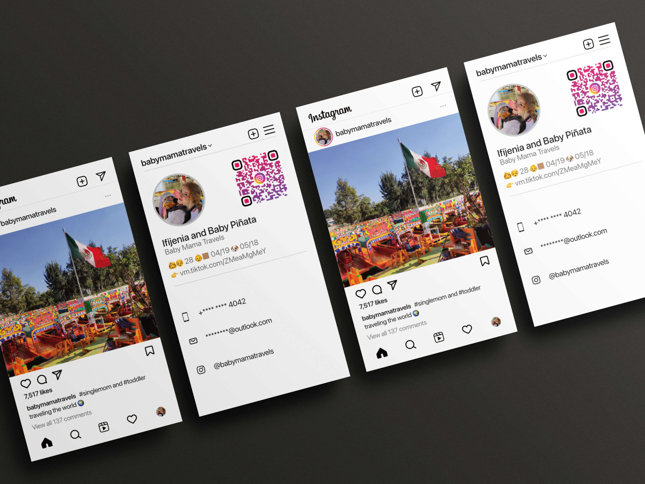 Ifijenia and Baby Pinata instagram business card