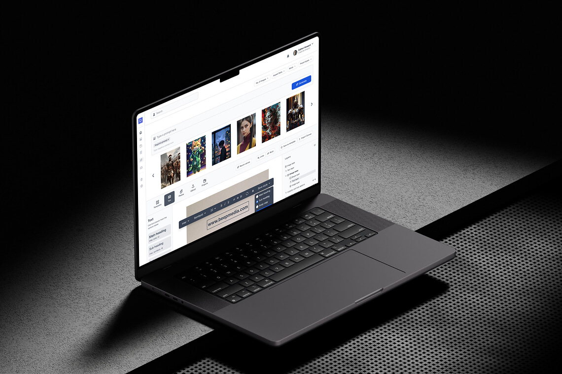 Beep Media product showing Ai prompt section