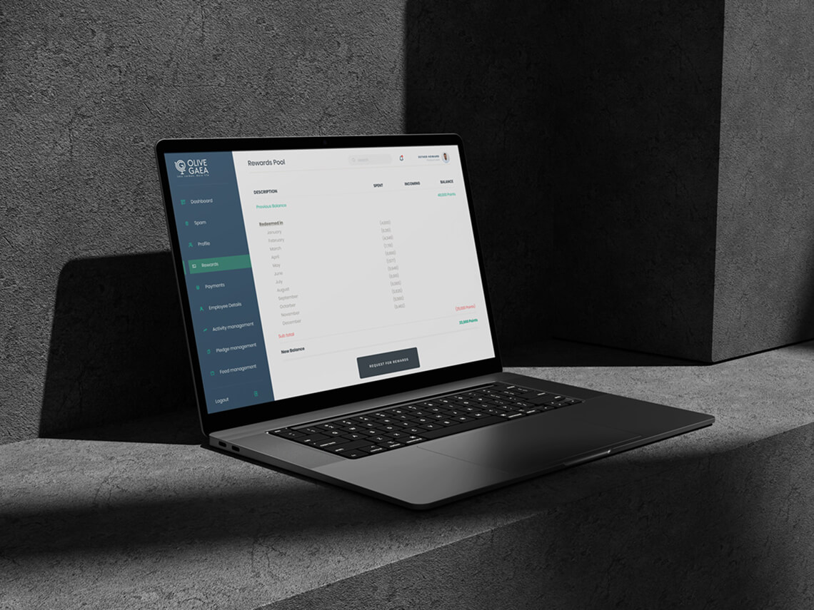 Olive Gaea Webapp Rewards